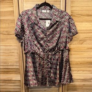 Cato Women's New With Tags Pink and Black Fitted Button Down Shirt 18/20